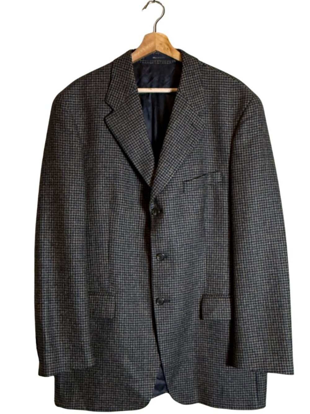 Ralph Lauren Houndstooth Wool Sport Coat Blazer Dinner Jacket Mens 42L Tan Retro